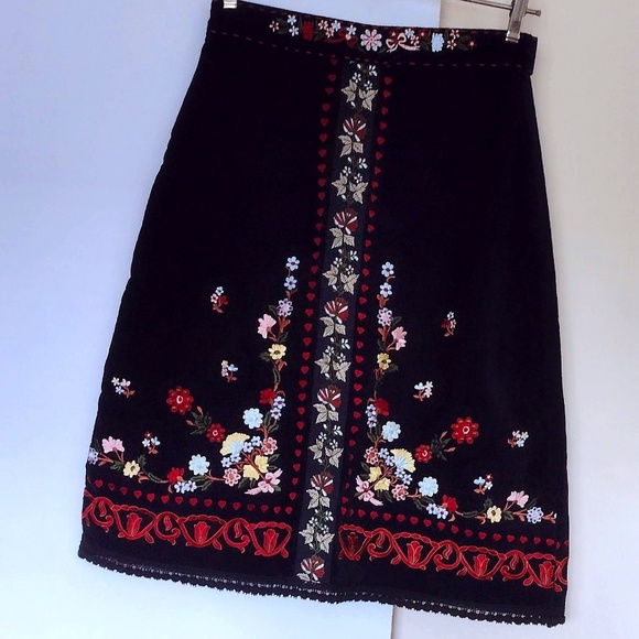 Persaman New York Dresses & Skirts - Embroidered Cotton Velour Skirt
